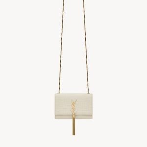 Saint Laurent Cream Crossbody Bag with Gold Accents